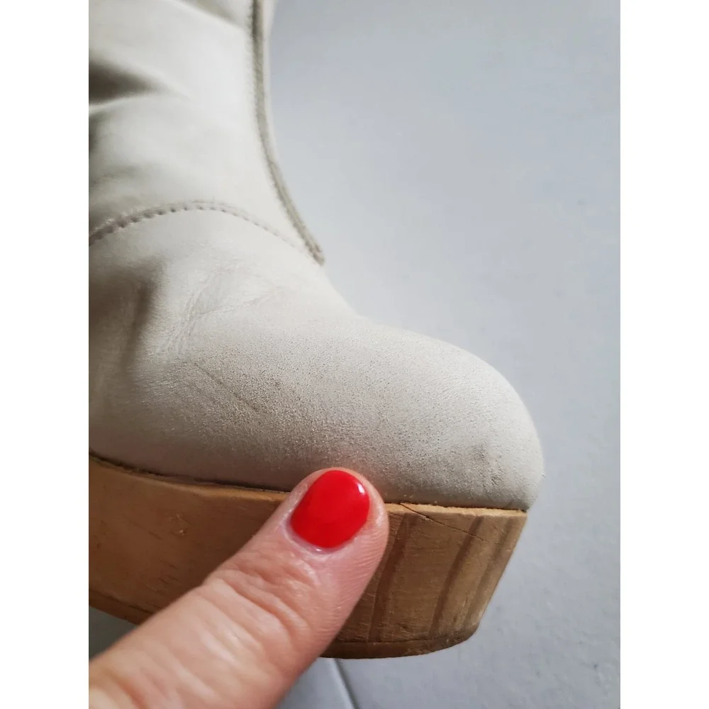 Free People Amber Orchard Clogs Boots‎ White Leather Wood Platform Heel Size 40